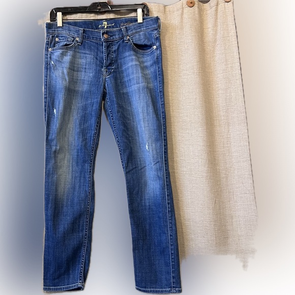 7 for All Mankind Josefina skinny boyfriend cropped jeans button fly 28 - Picture 1 of 9